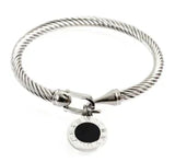 Fashion Simple Stainless Steel 3 Crystal Bracelet Bangle