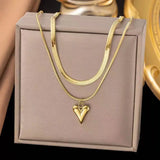Stainless Steel Heart-shaped Pendant Necklace Metal Waterproof Jewelry For Women