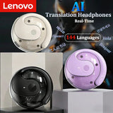Lenovo Wireless Bluetooth AI Real-time Language Translation Earphones 144 Languages Ear Hanging Headphone Translator For Busine