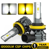BMTxms 2PCS White Yellow Switchback Dual Color H8 H11 9006 HB4 9005 HB3 9145 H10 LED Fog Lights Daytime Running Driving DRL Lamp