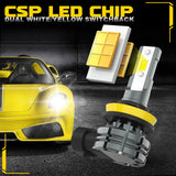 BMTxms 2PCS White Yellow Switchback Dual Color H8 H11 9006 HB4 9005 HB3 9145 H10 LED Fog Lights Daytime Running Driving DRL Lamp