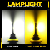 BMTxms 2PCS White Yellow Switchback Dual Color H8 H11 9006 HB4 9005 HB3 9145 H10 LED Fog Lights Daytime Running Driving DRL Lamp