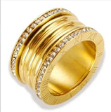 Personality Round Beads Ring Band Small Clear Crystal Zircon Waterproof Stainless Steel Rings Simple Granular Fine Jewelry