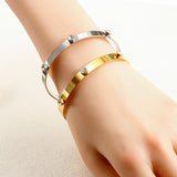Fashion Simple Stainless Steel 3 Crystal Bracelet Bangle