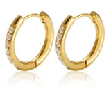 Shiny Zircon Hoop Earrings for Women Trendy Golden Stainless Steel Circle Earring Jewelry Pendientes