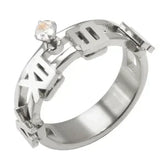 Stainless Steel Ring for Women Inlaid Zircon Rings Waterproof Romantic Fashion Jewelry
