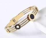 Fashion Simple Stainless Steel 3 Crystal Bracelet Bangle