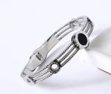 Fashion Simple Stainless Steel 3 Crystal Bracelet Bangle